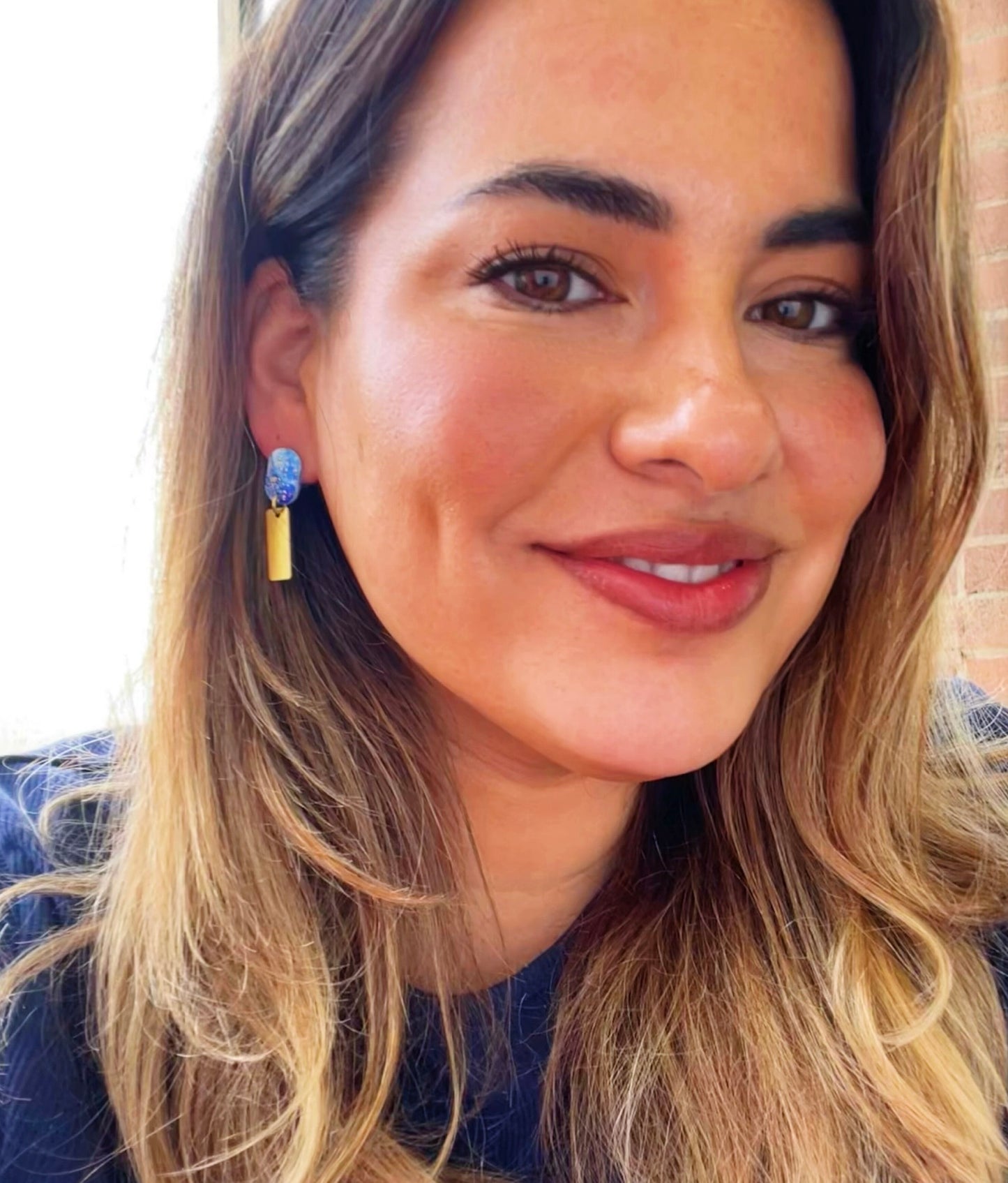 HANNAH - Blue & White Marbled Drop Earrings