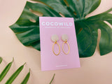CHRISTINA - Pearlescent & Gold Leaf Oval Drop Earrings