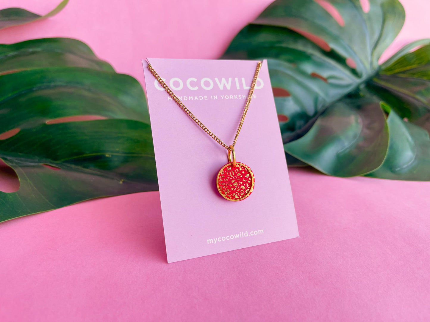 LUCIA - Small Red and Gold necklace | Handmade Statement jewellery // minimal jewellery // 18k gold plated