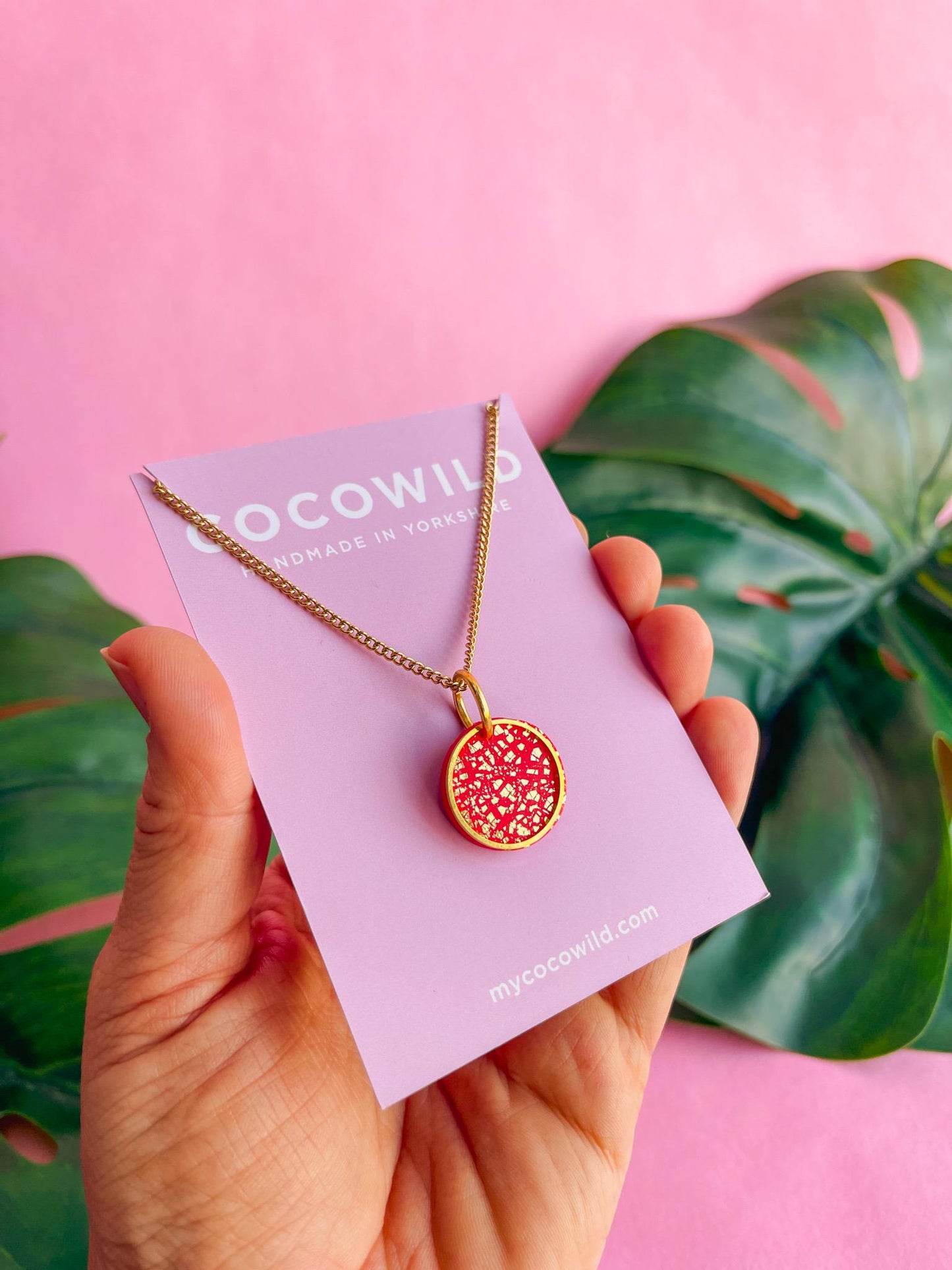 LUCIA - Small Red and Gold necklace | Handmade Statement jewellery // minimal jewellery // 18k gold plated