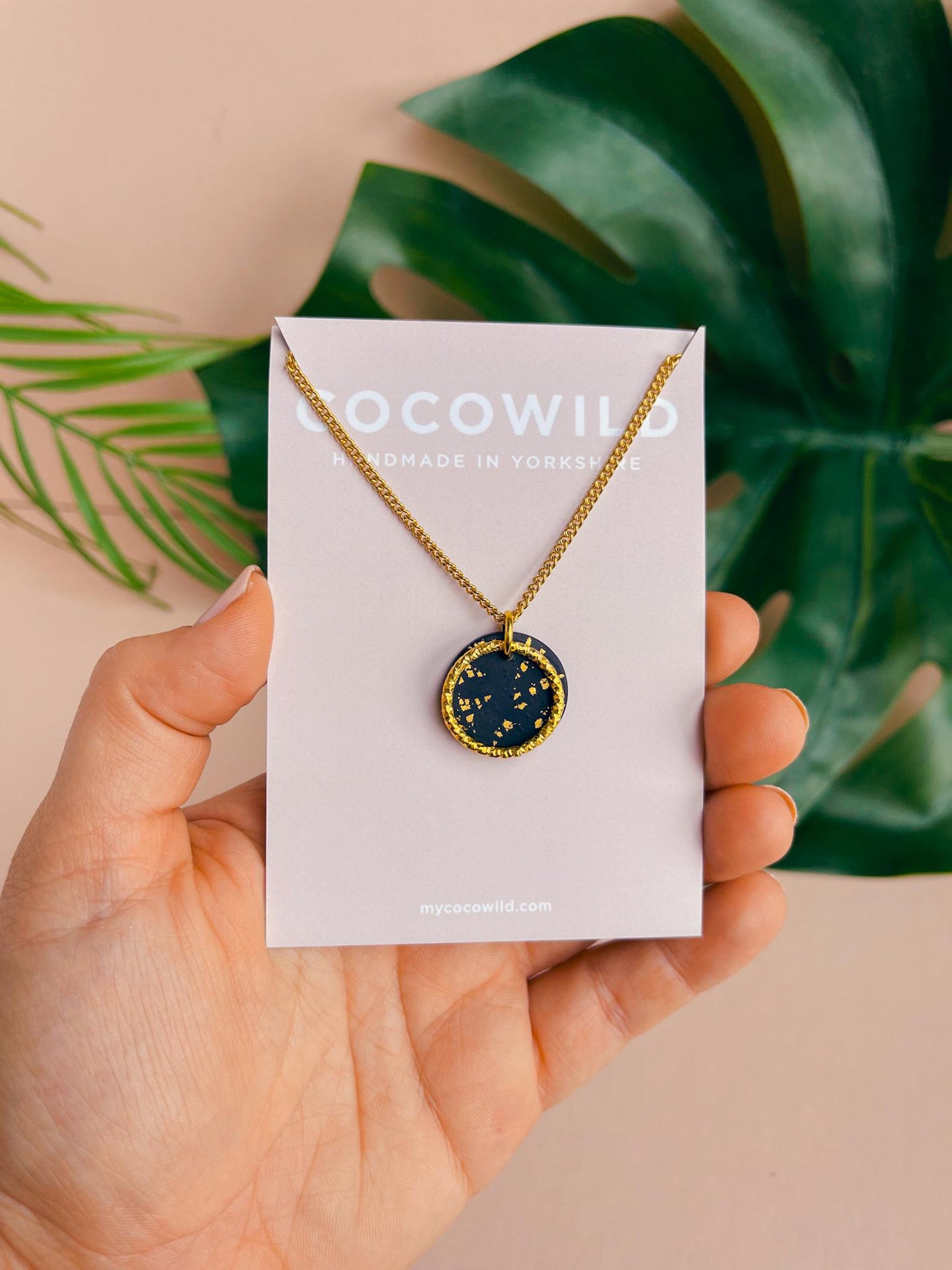 LUCIA - Small black and gold clay necklace | Statement jewellery handmade in Yorkshire //