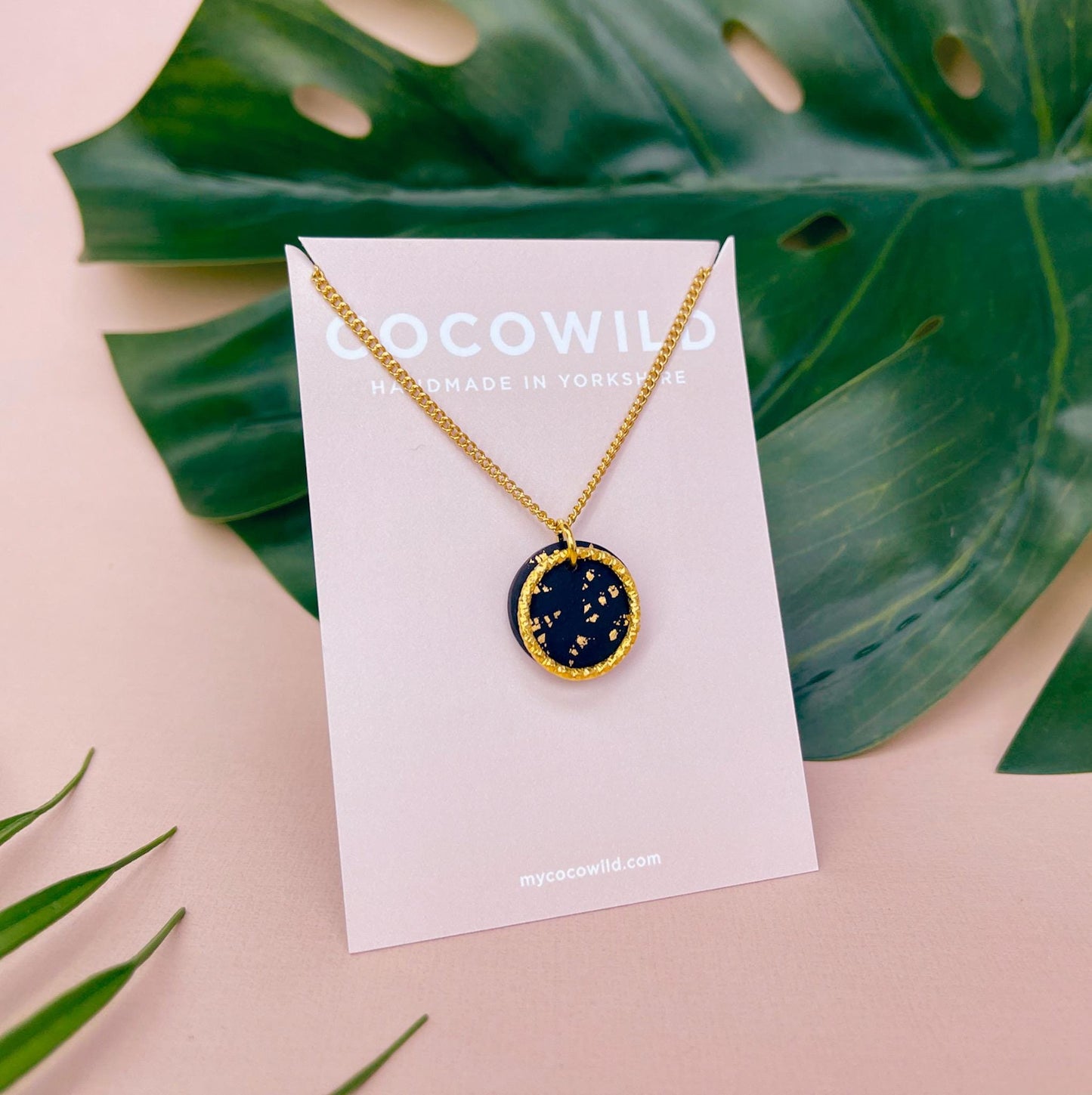 LUCIA - Small black and gold clay necklace | Statement jewellery handmade in Yorkshire //