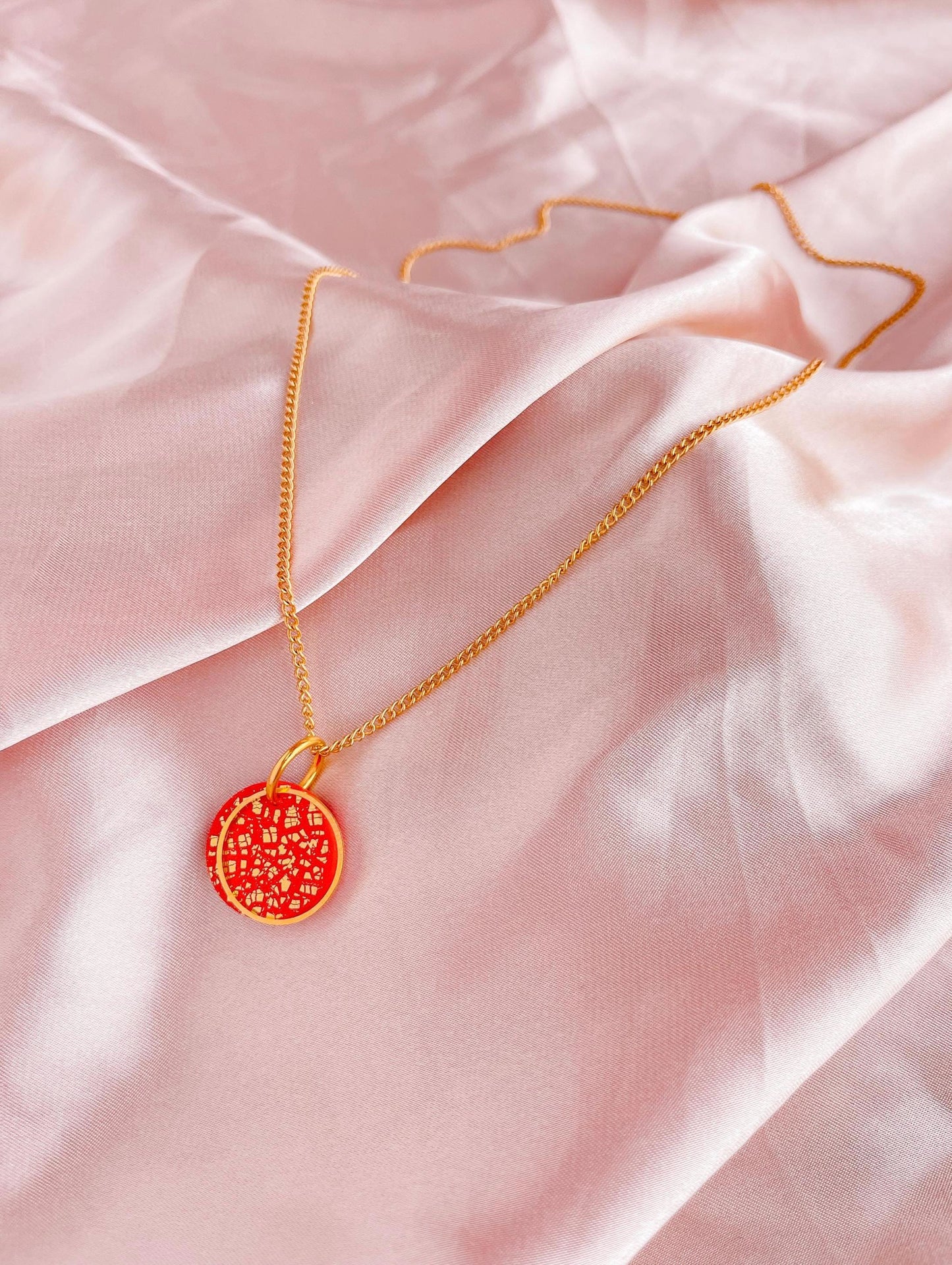 LUCIA - Small Red and Gold necklace | Handmade Statement jewellery // minimal jewellery // 18k gold plated
