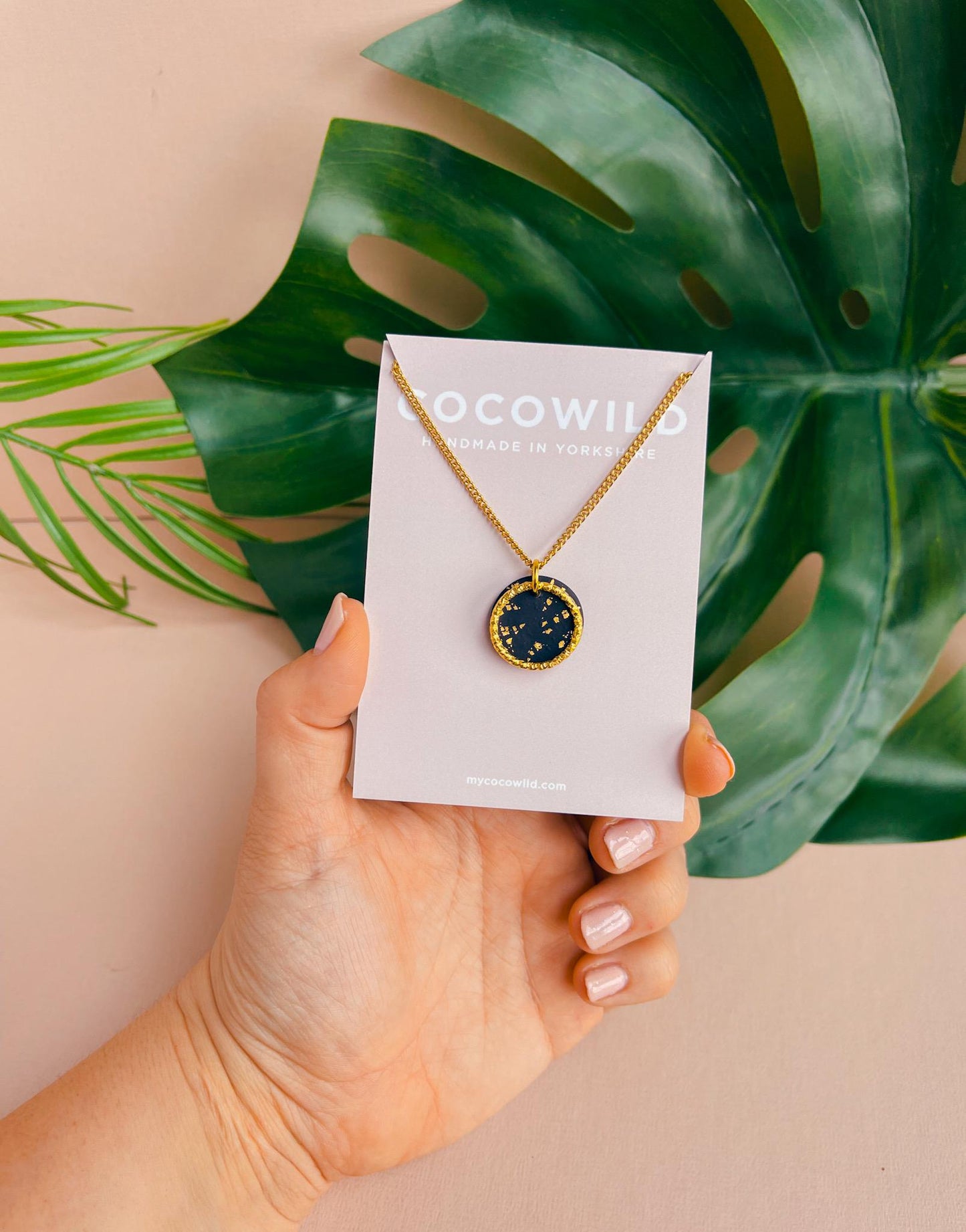 LUCIA - Small black and gold clay necklace | Statement jewellery handmade in Yorkshire //