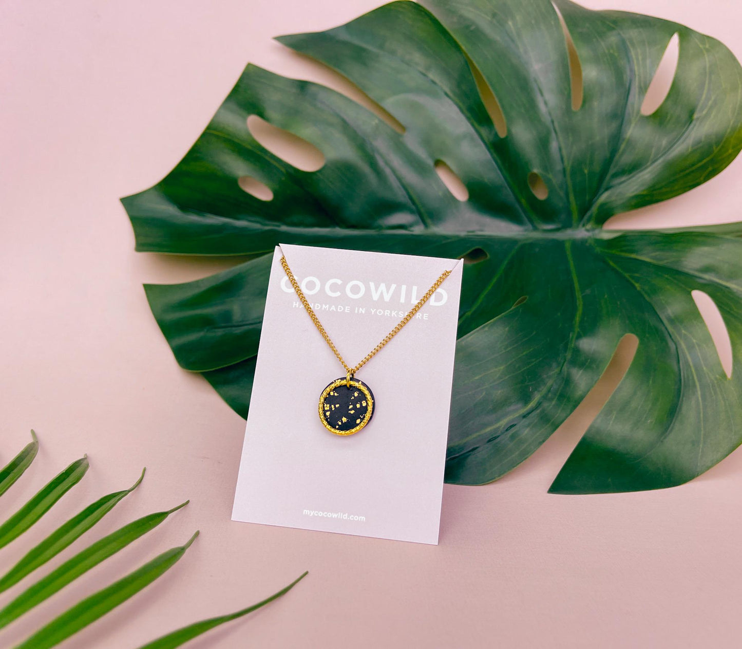LUCIA - Small black and gold clay necklace | Statement jewellery handmade in Yorkshire //