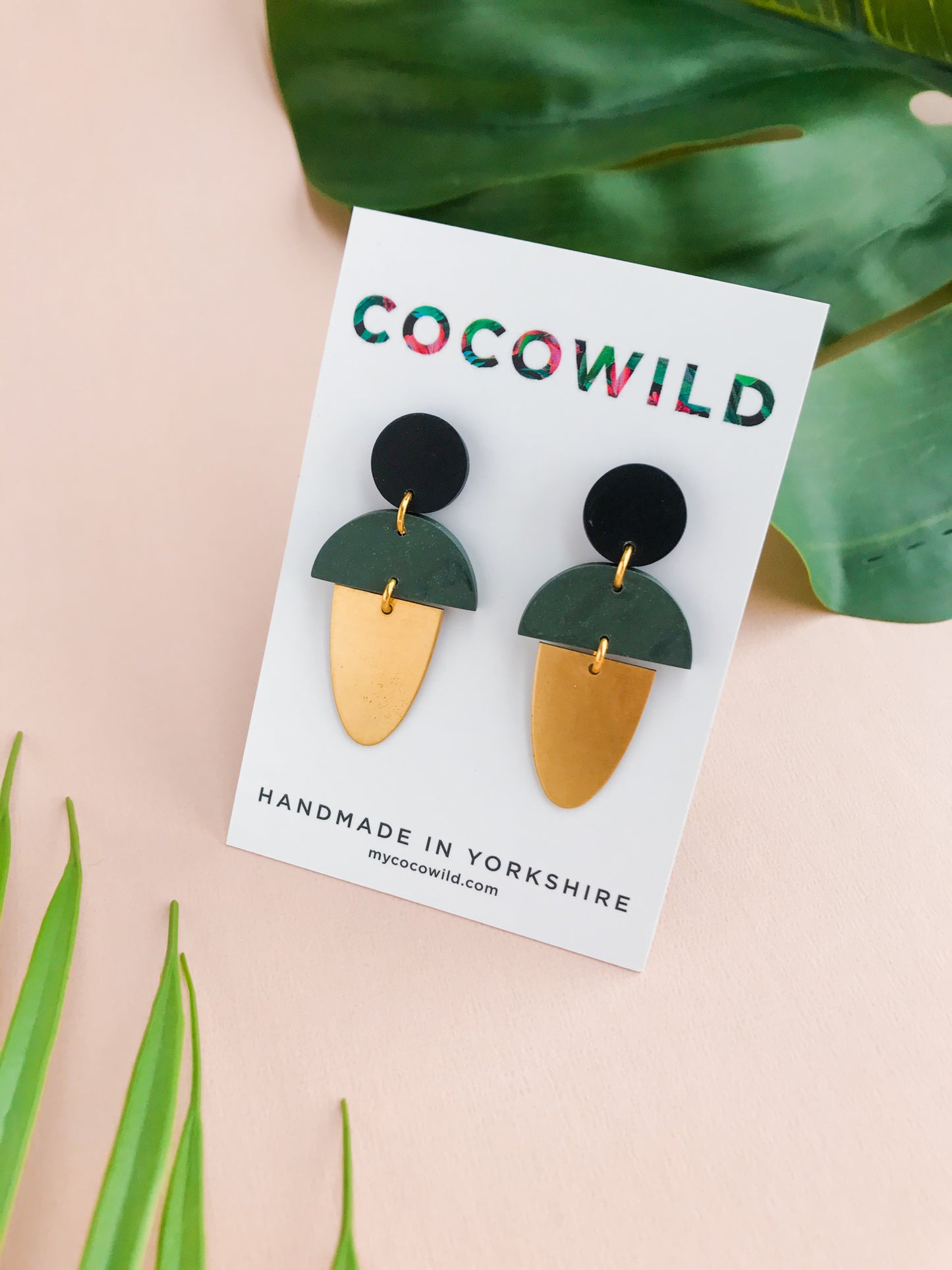 LEXI - Green & Black Marbled Earrings
