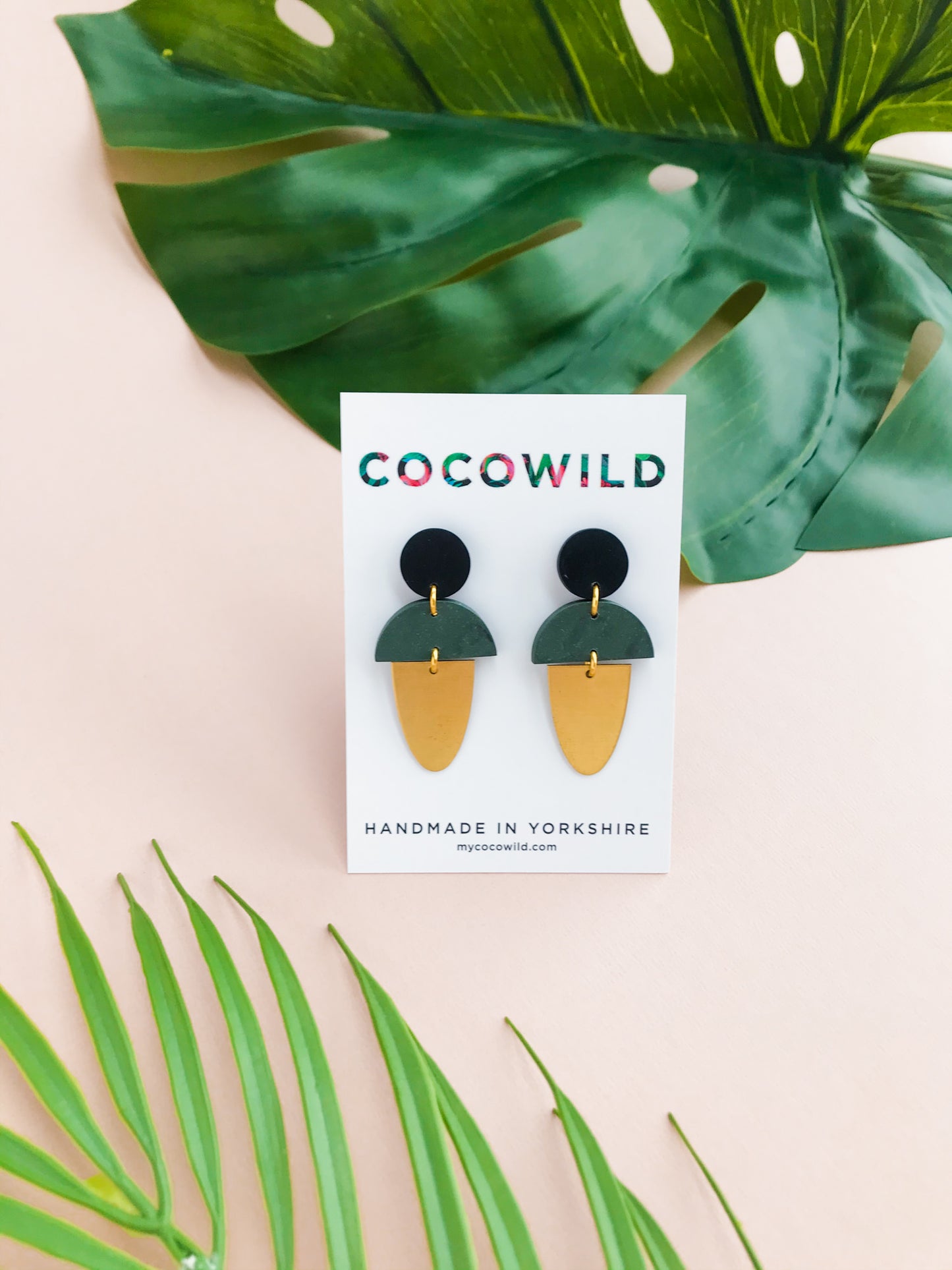 LEXI - Green & Black Marbled Earrings
