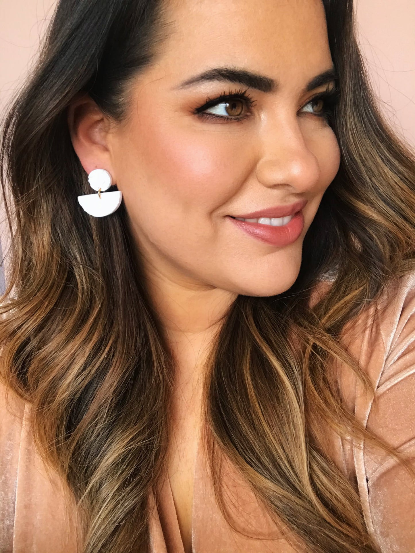 EVIE - White Pattern Bridal Earrings