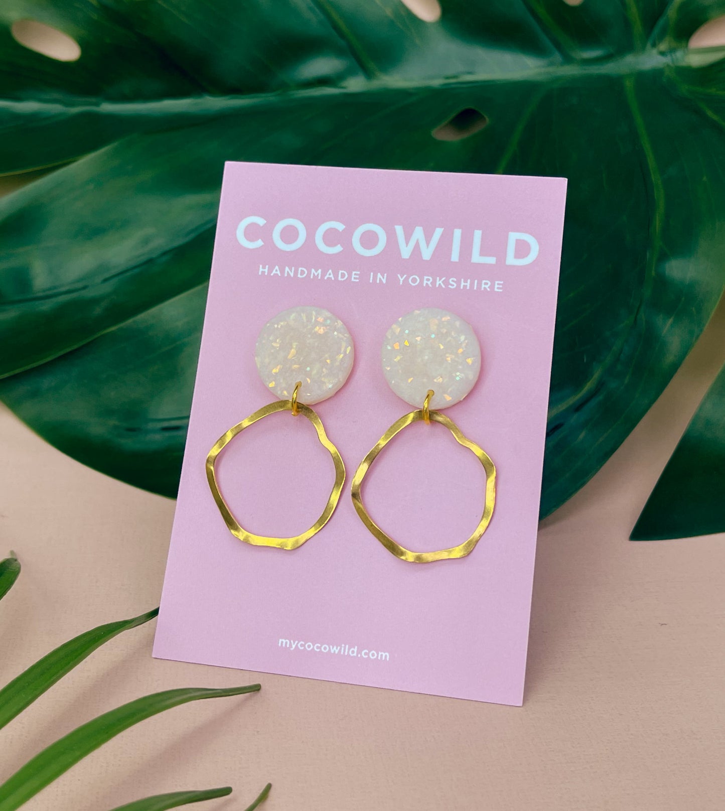 OLIVIA - Pearlescent Hoop Drop Earrings