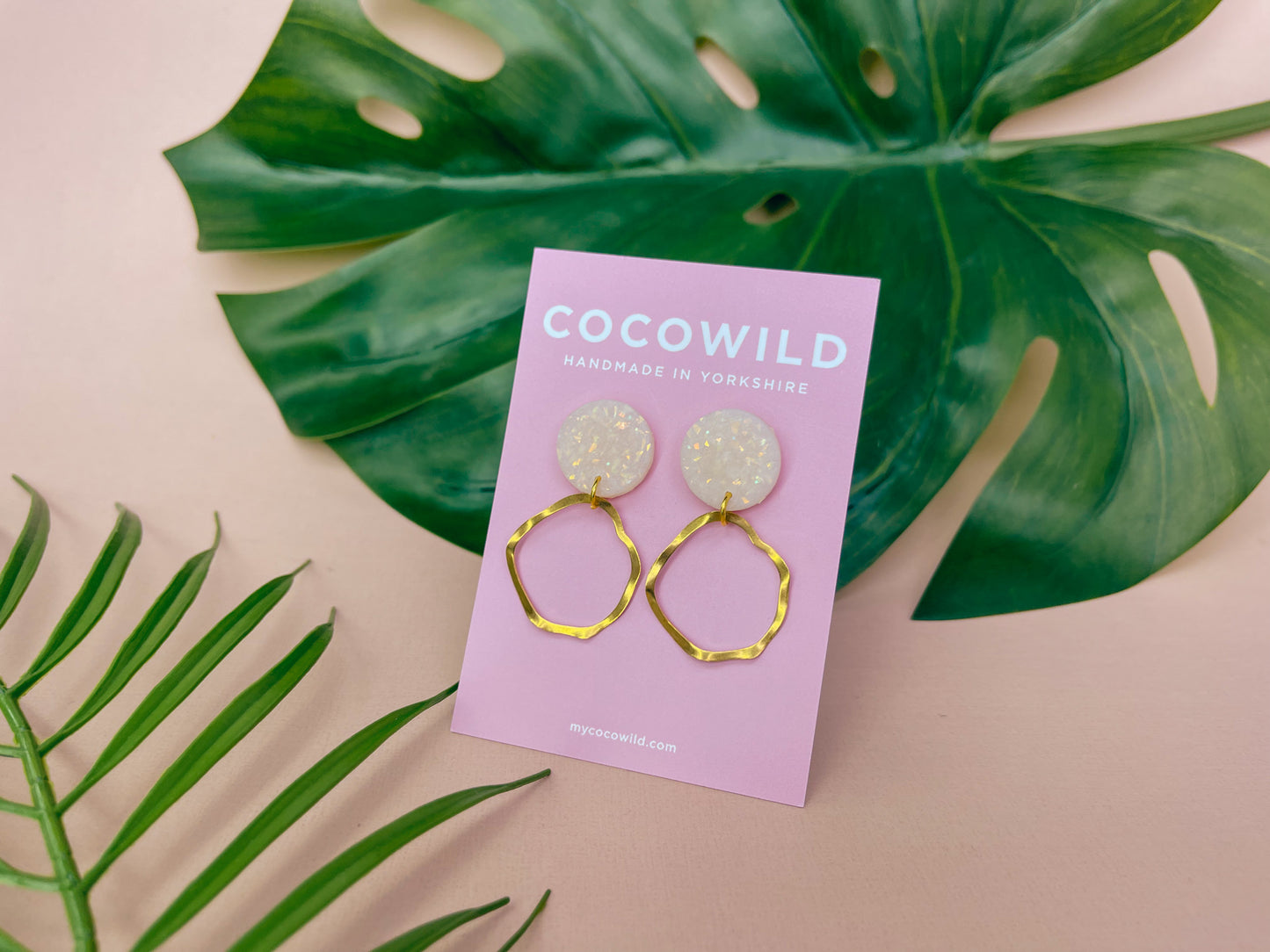 OLIVIA - Pearlescent Hoop Drop Earrings