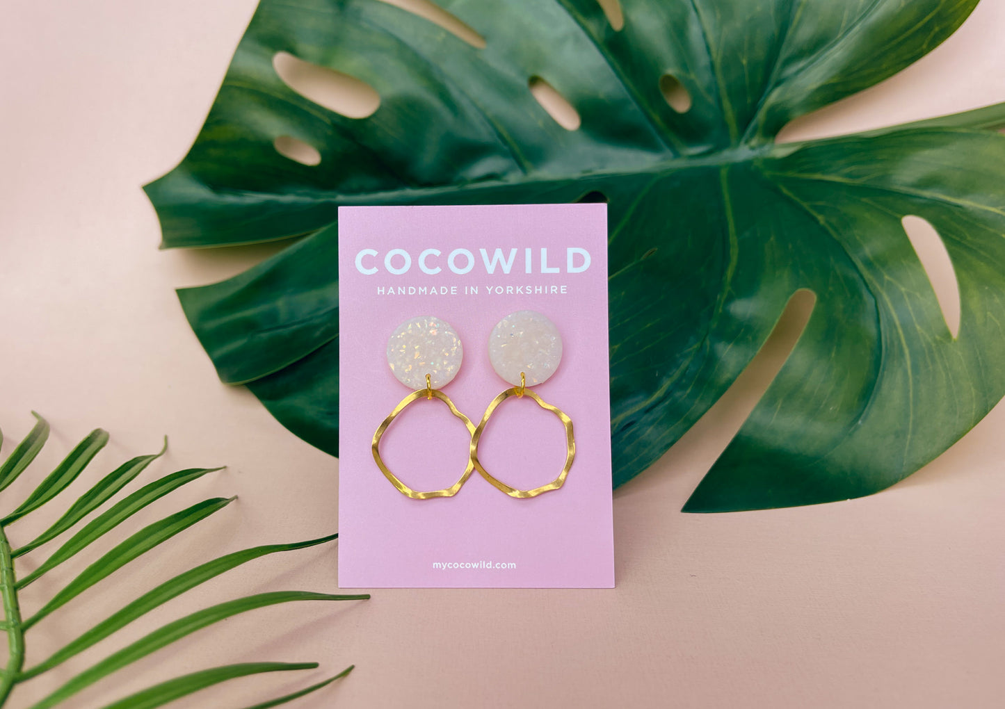OLIVIA - Pearlescent Hoop Drop Earrings