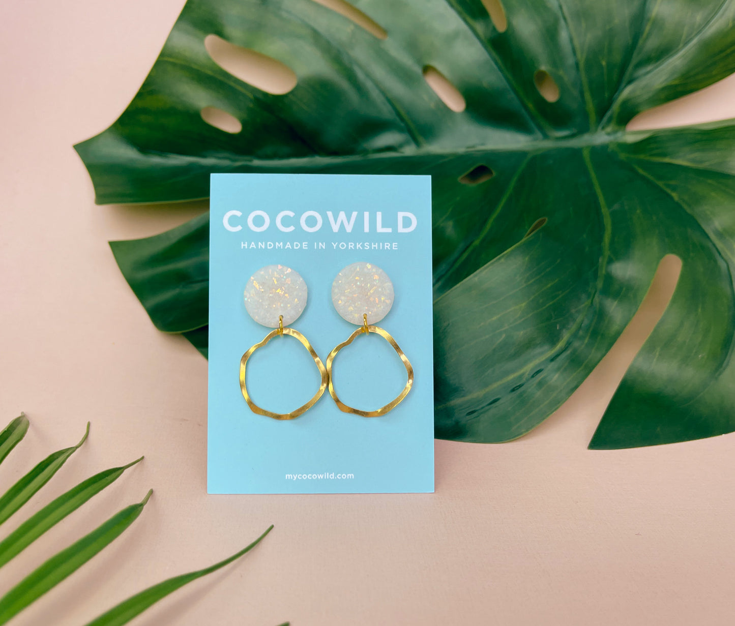 OLIVIA - Pearlescent Hoop Drop Earrings