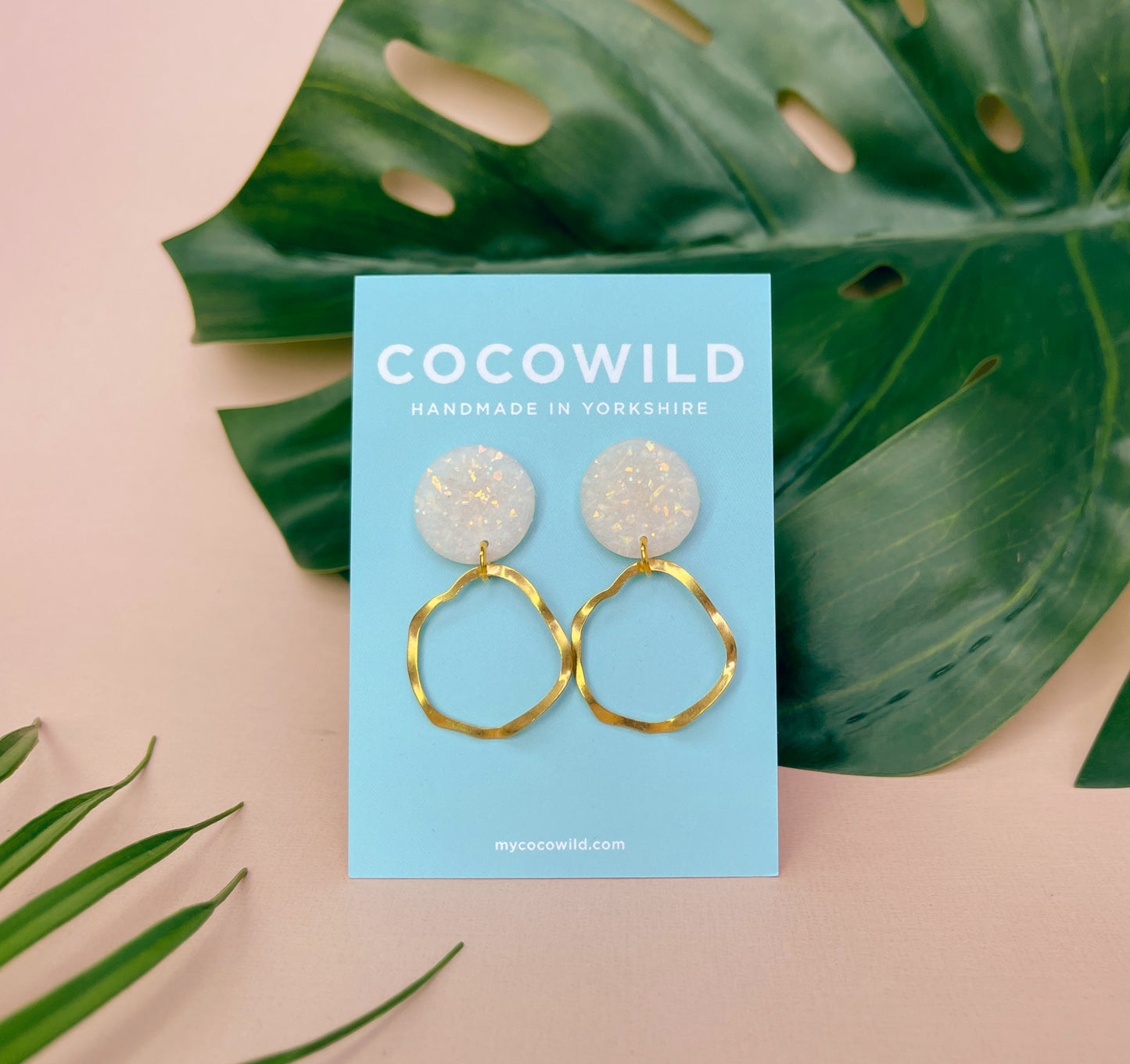 OLIVIA - Pearlescent Hoop Drop Earrings