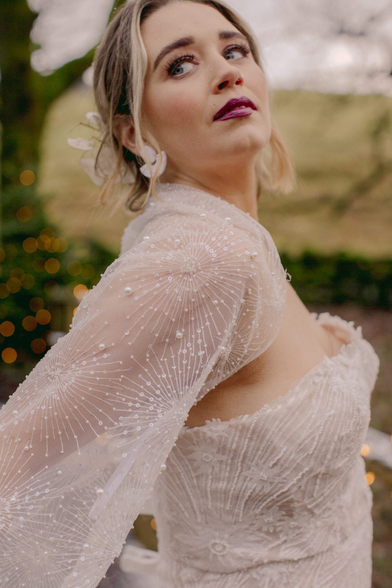 JESSIE - White Pattern Bridal Earrings
