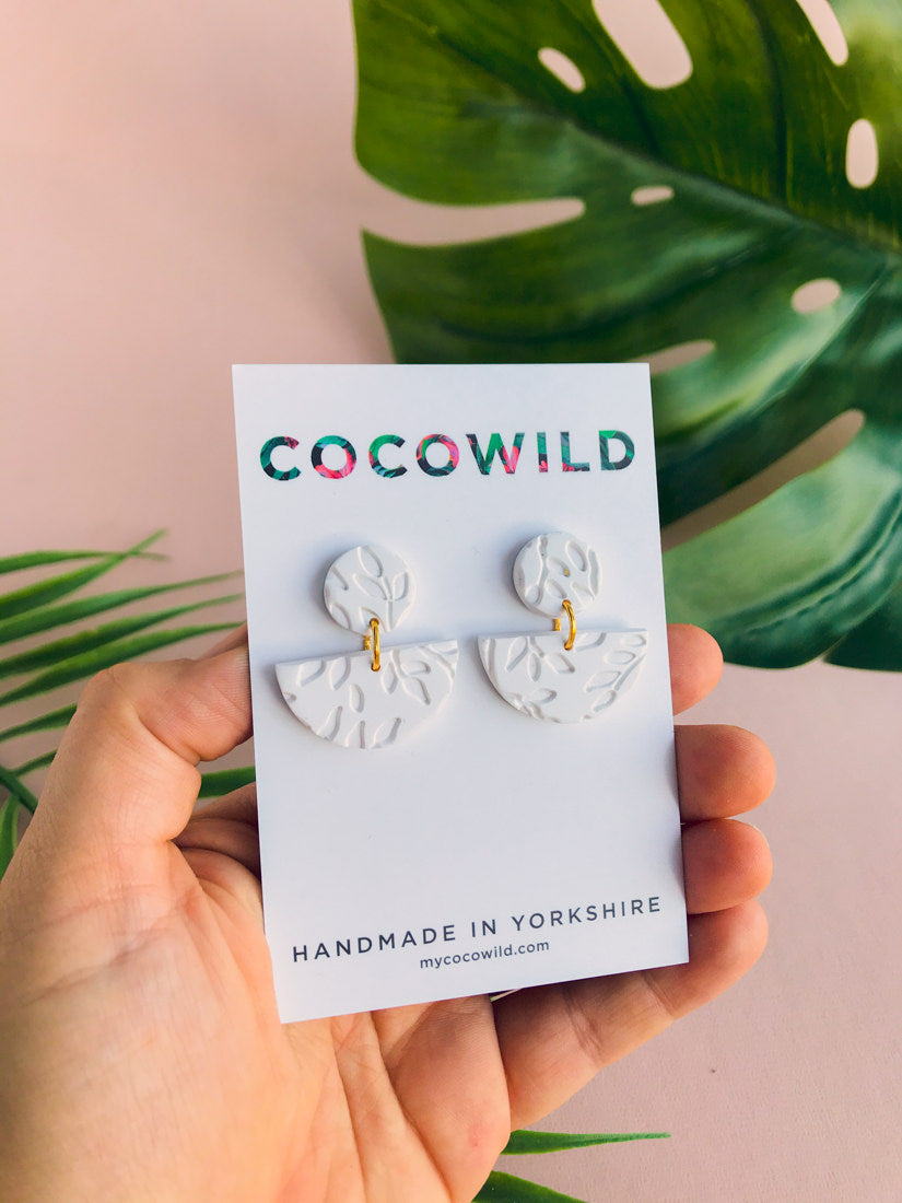 EVIE - White Pattern Bridal Earrings
