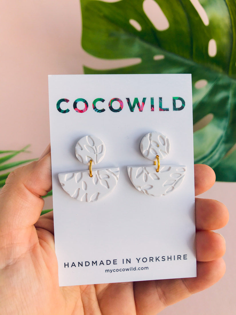 EVIE - White Pattern Bridal Earrings