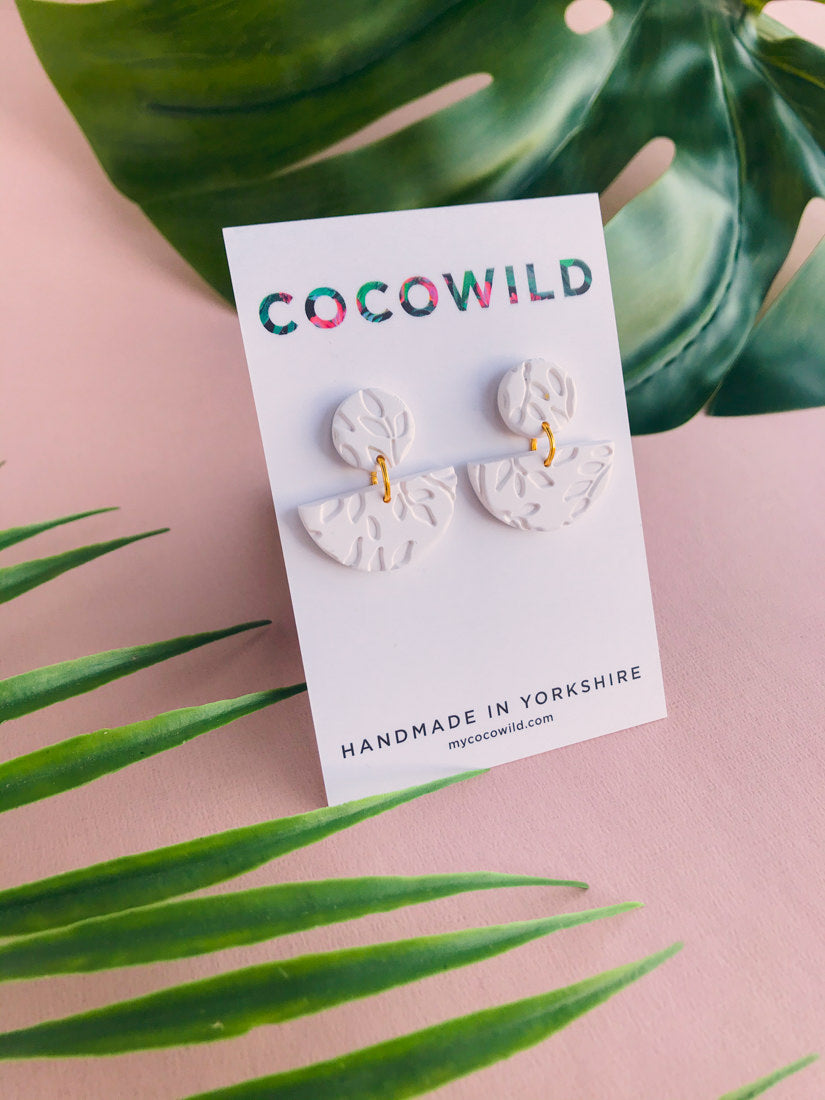 EVIE - White Pattern Bridal Earrings