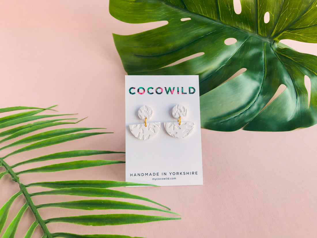 EVIE - White Pattern Bridal Earrings