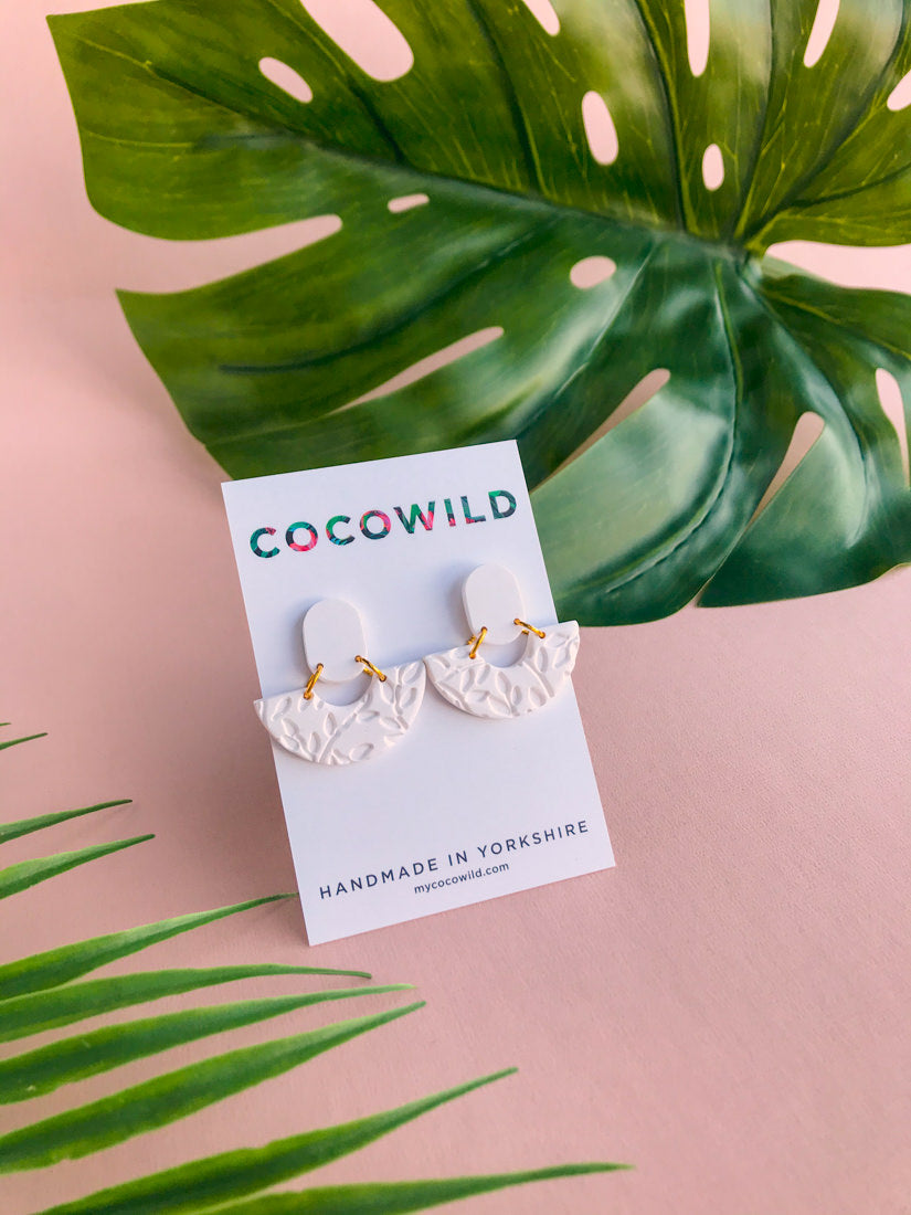 JESSIE - White Pattern Bridal Earrings