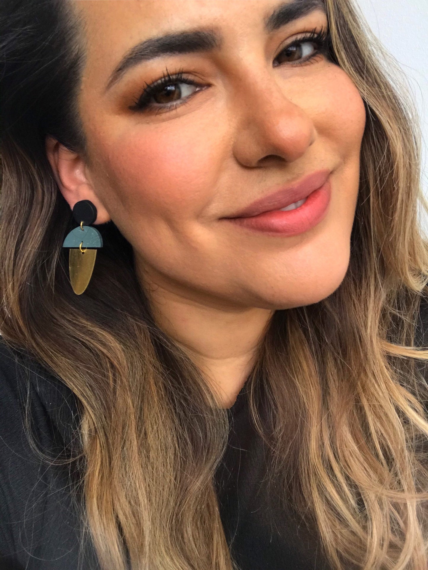 LEXI - Green & Black Marbled Earrings
