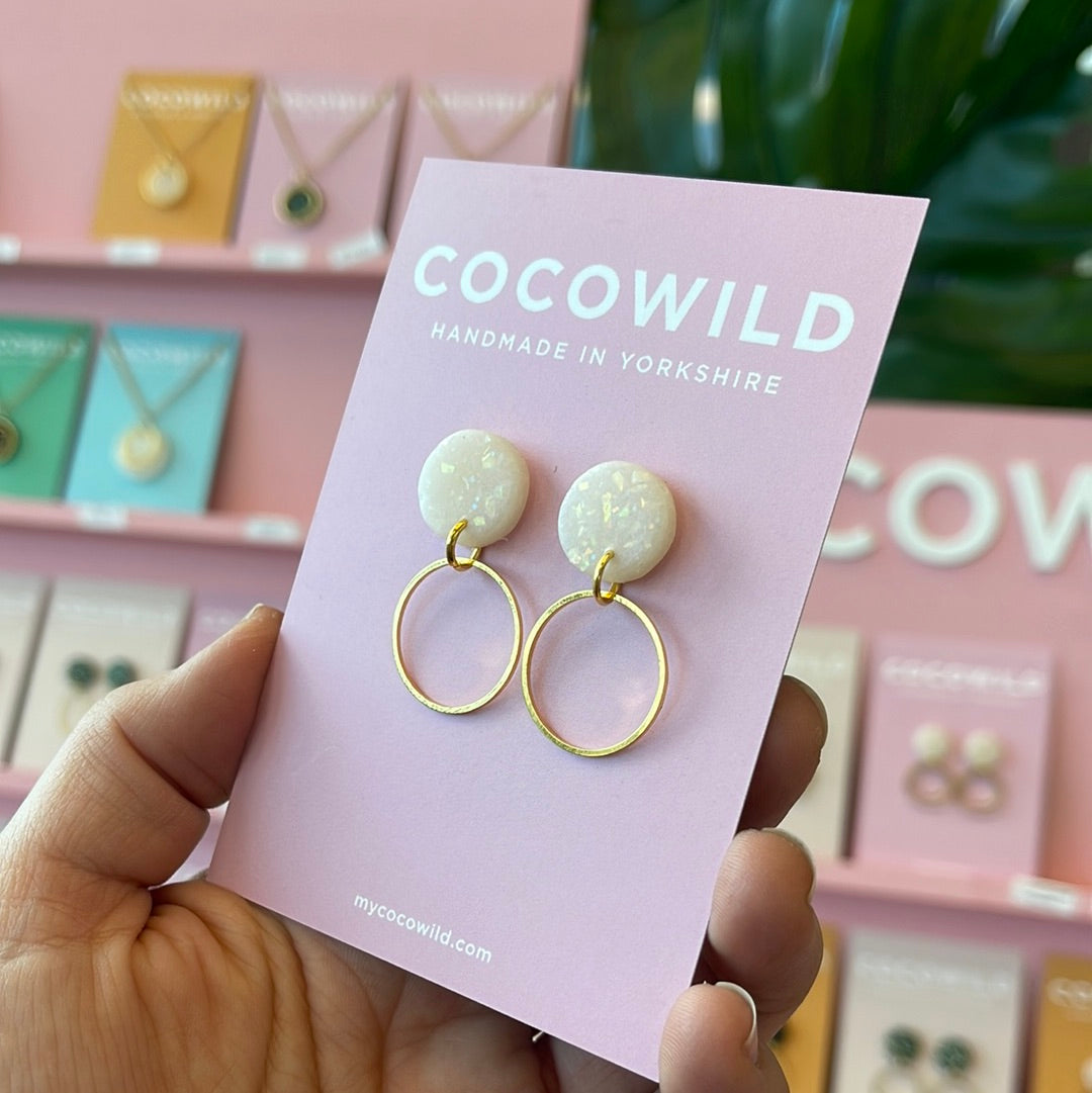 BROOKE - Pearlescent Circle Drop Earrings