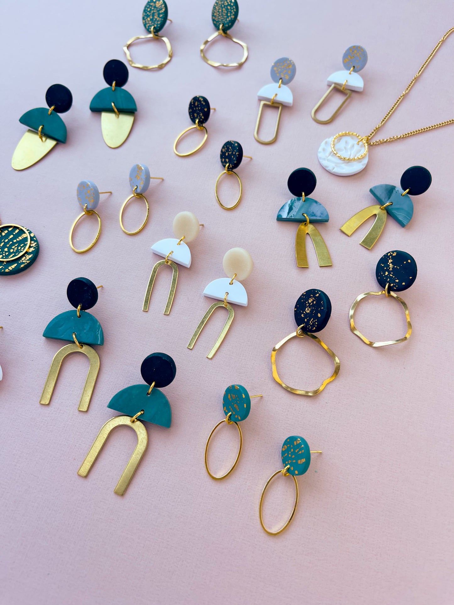 OLIVIA - Black & Gold leaf Hoop Drop Earrings