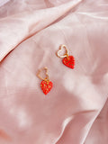 Red & Gold Earring & Necklace Gift Set - Heart Huggies & Necklace (18k gold plated)