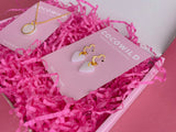 Pearlescent Gift Set - Heart Huggies & Necklace (18k gold plated)