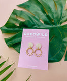 ORPHELIA - Pearlescent & Gold Leaf x2 hoops Earrings