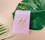 CHRISTINA - Pearlescent & Gold Leaf Oval Drop Earrings