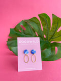 CHRISTINA - Blue and White marbled Oval Drop Earrings