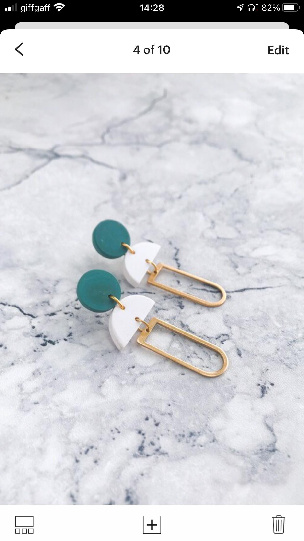 ROXY Green, White & Gold Leaf Loop Drop Earrings