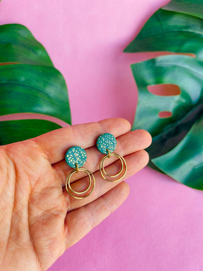 Green & Gold double hoop earrings | handmade hoop earrings // MARIA