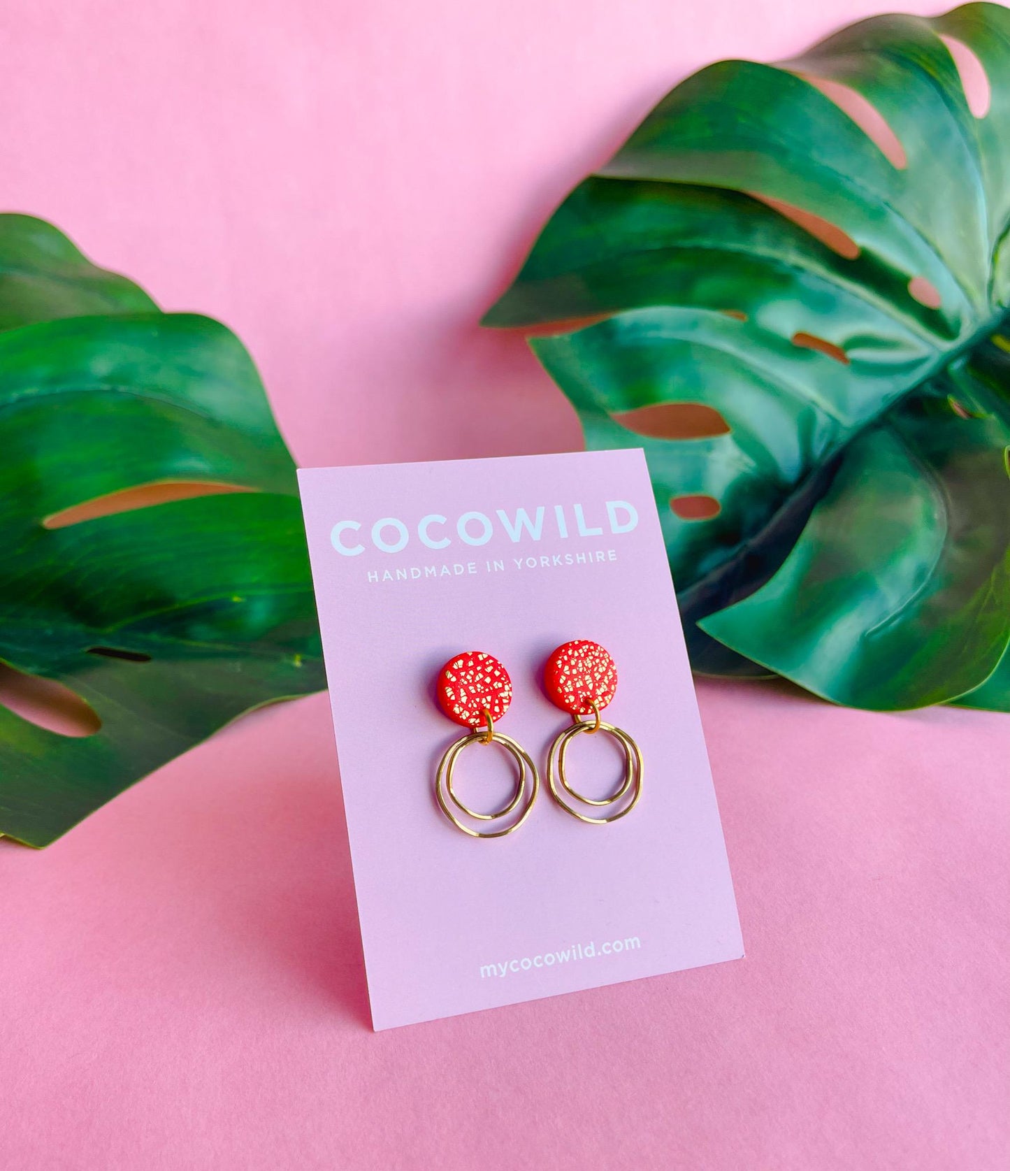 Red & Gold double hoop statement earrings // lightweight earrings // minimal // MARIA