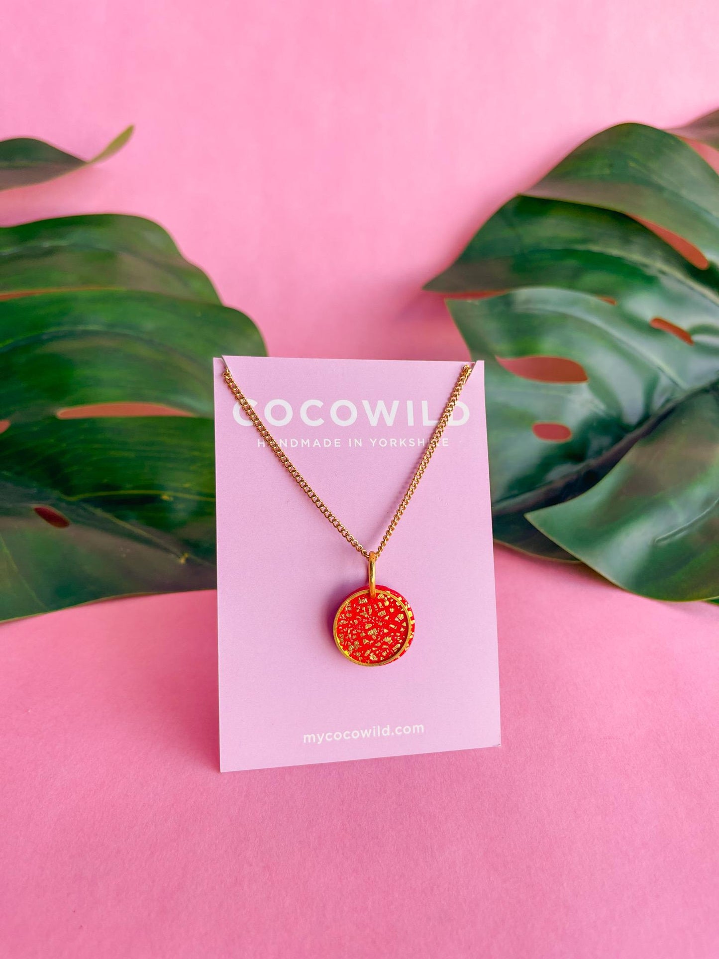 Small Red and Gold  necklace | Handmade Statement jewellery // minimal jewellery // 18k gold plated - ISABELLA