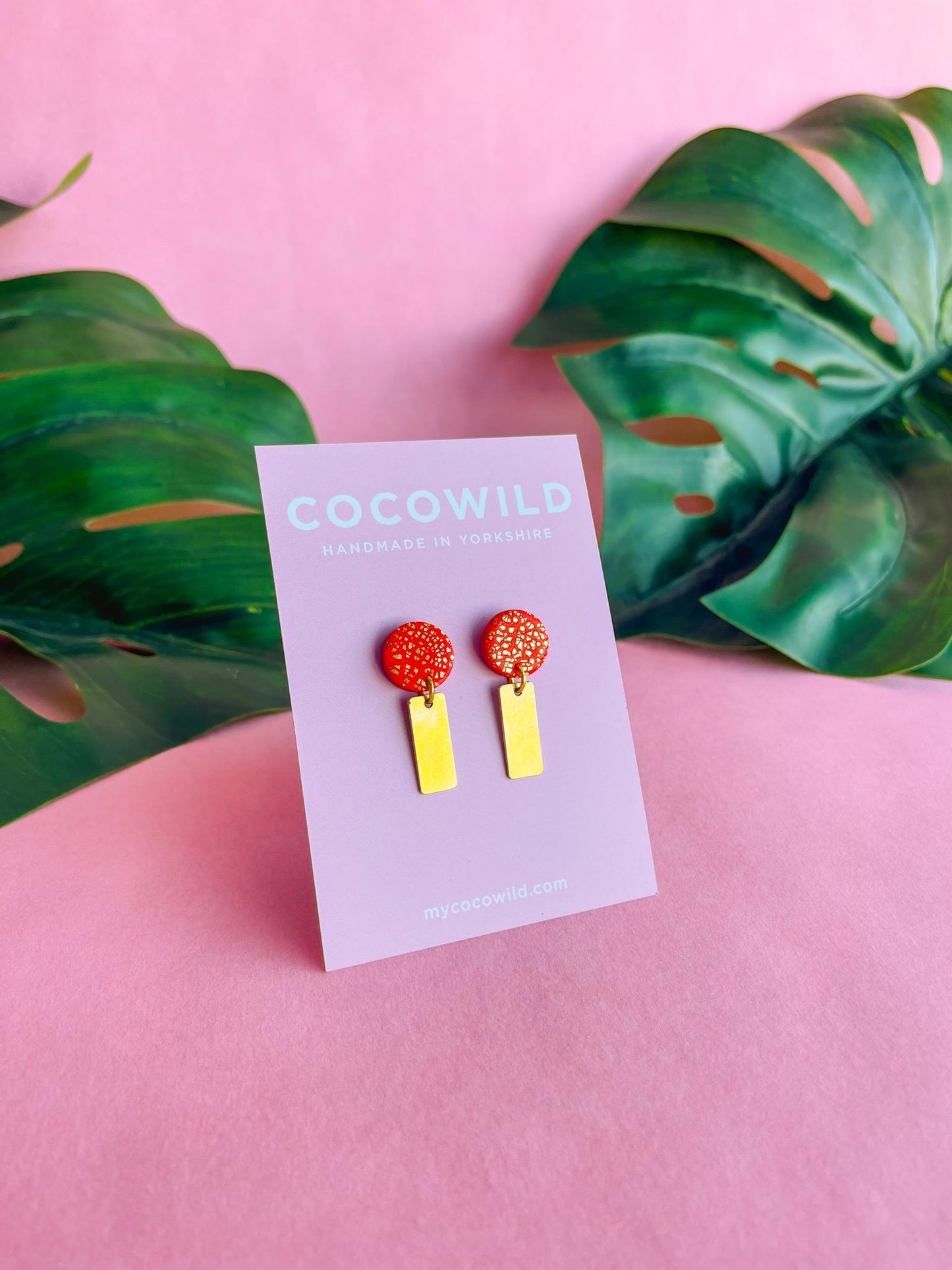 Red & Gold statement earrings // Polymer clay earrings with gold foil // lightweight earrings // HANNAH