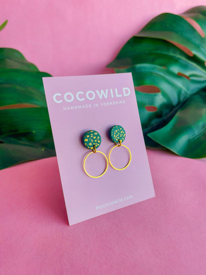 Green & Gold hoop Earrings / Minimalist Earrings / gold foil // BROOKE