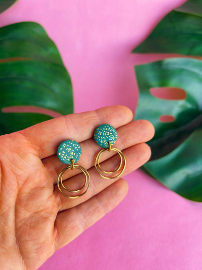 Green & Gold double hoop earrings | handmade hoop earrings // MARIA