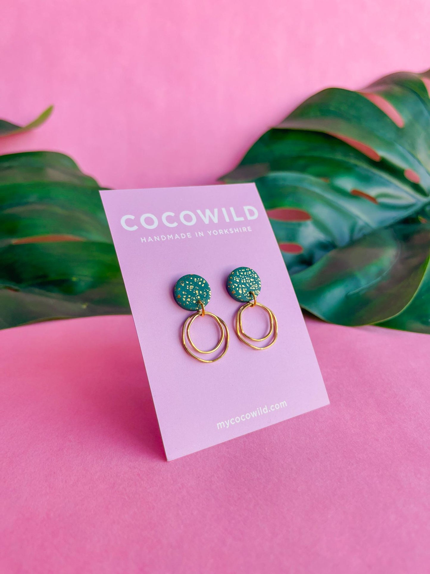 Green & Gold double hoop earrings | handmade hoop earrings // MARIA