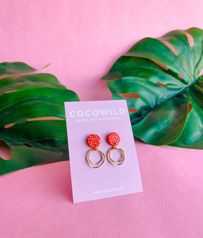 Red & Gold double hoop statement earrings // lightweight earrings // minimal // MARIA