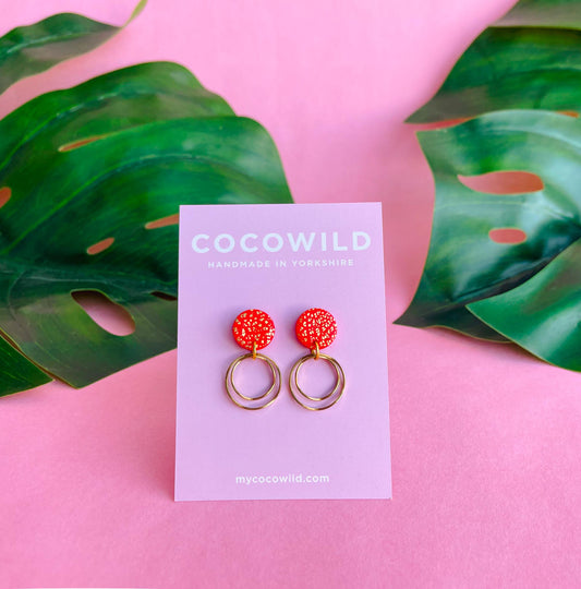 Red & Gold double hoop statement earrings // lightweight earrings // minimal // MARIA