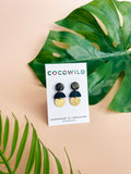 BELLA  - Black & Gold Leaf Oval Drop Earrings