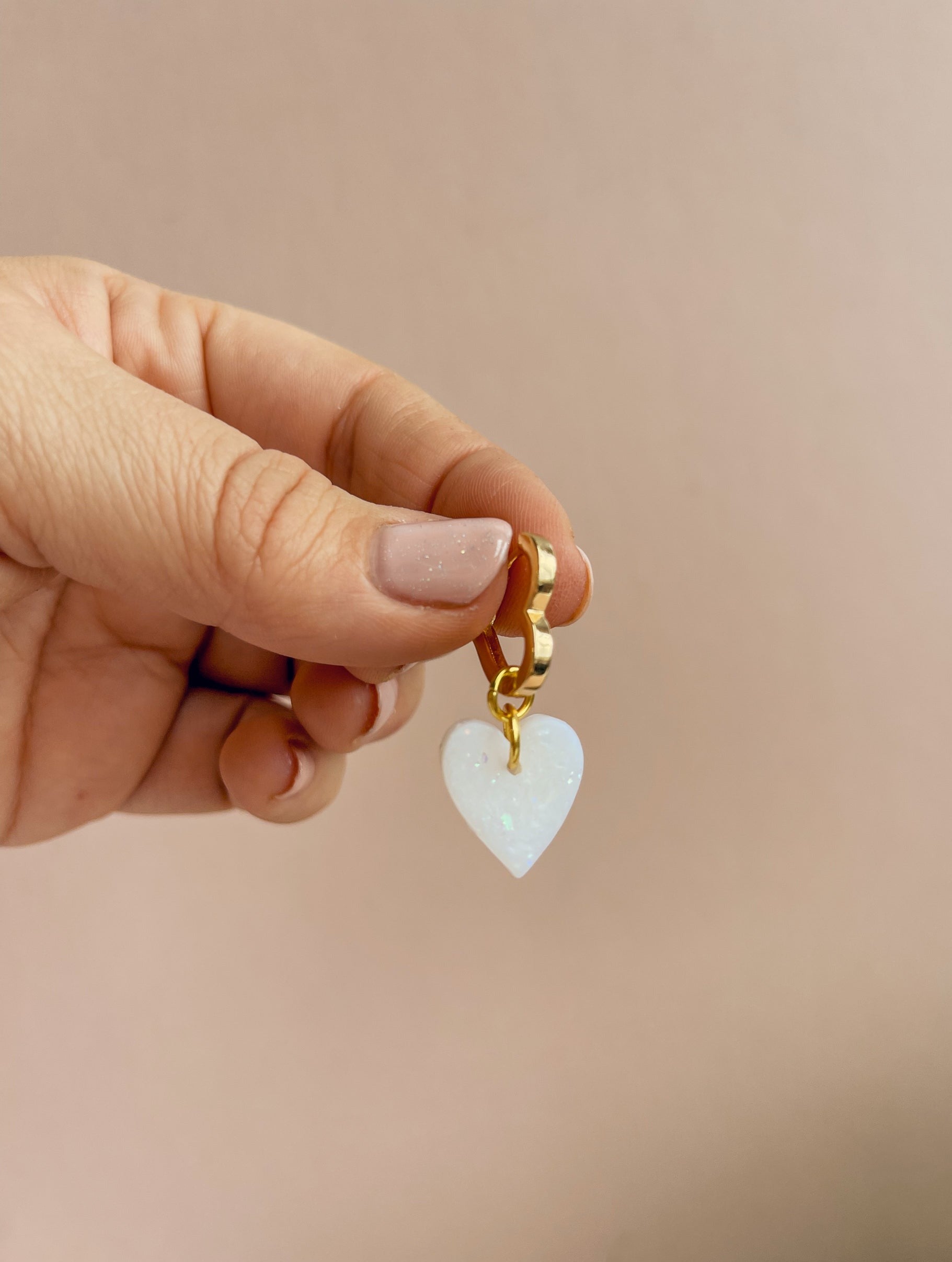 Heart Huggies with Pearlescent Heart charms