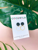 BROOKE - Black & Gold Leaf Circle Drop Earrings
