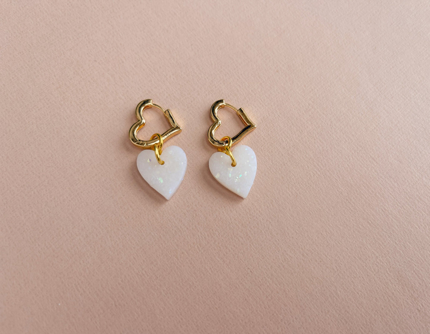 LOLA - Heart Huggies with Pearlescent Heart Charms