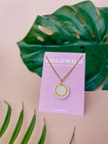 Pearlescent & Gold - LARGE CIRCLE NECKLACE PENDANT
